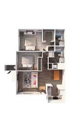 Plan C - Two Bedroom  at Laguna Gardens Apts., Laguna Niguel