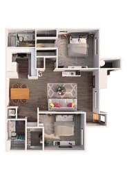 Plan D - Two Bedroom  at Laguna Gardens Apts., California