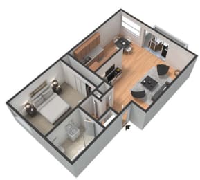 a floor plan of a home with a living room and kitchen  at Park Avenue Apartments, Long Beach