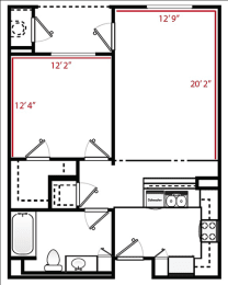 a floor plan of a small house  at Ventana Senior Apartments, Northridge, 91326
