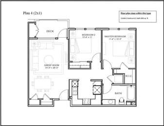 1 bed 1 bathroom floor plan D at Deer Creek Apartments, California, 94582