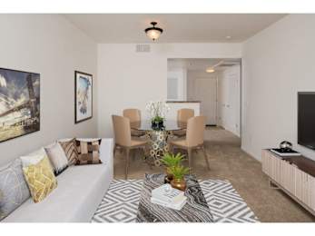 Living room and dining room view at Seville at Gale Ranch, California, 94582