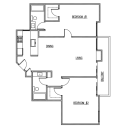 2 Bed 2 Bath Floor Plan at The Kenmore Los Feliz, Los Angeles