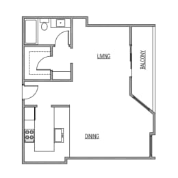 Studio Floor Plan at The Kenmore Los Feliz, California
