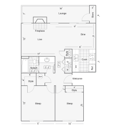 2 bedroom 1 bathroom floor plan at The Park Apartments, California, 91730