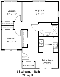 a floor plan of a house with a bedroom and a living room