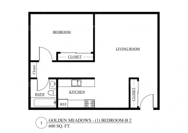  Floor Plan One Bedroom B2