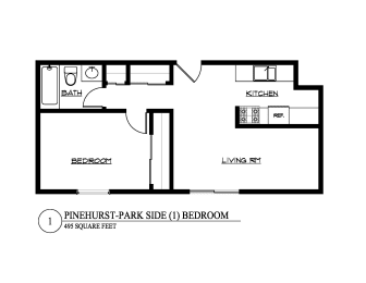  Floor Plan Park Side One Bedroom