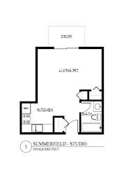 A floor plan of a studio apartment with a living room, kitchen, and bathroom.