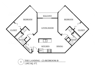 the floor plan of the landing 03 bedroom b