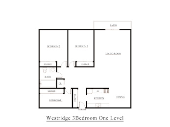 A floor plan of the Westridge 3 Bedroom One Level house.