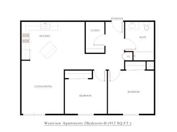 A floor plan of the Westview Apartments 2Bedroom-H (912 SQ.FT.) is shown.