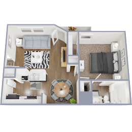 1 Bedroom Floorplan at Oxbow Hill Country, Boerne, TX
