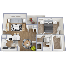 A2 1 Bed Floorplan at Oxbow Hill Country, Boerne, 78006