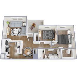 B2 2 Bed Floorplan at Oxbow Hill Country, Boerne, Texas