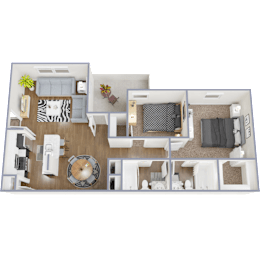 B3 2 Bed Floorplan at Oxbow Hill Country, Texas, 78006