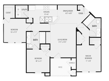 3B Floor Plan at Residences at Salado, San Antonio