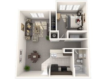 1 bed 1 bath floor plan at Amberleigh Bluff, Knoxville, 37922