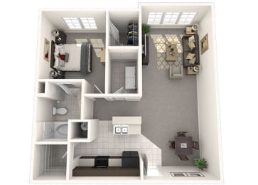 1 bed 1 bath floor plan A at Amberleigh Bluff, Knoxville, Tennessee