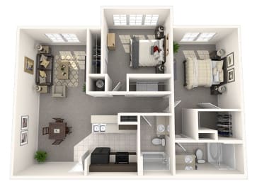 2 bed 2 bath floor plan at Amberleigh Bluff, Tennessee