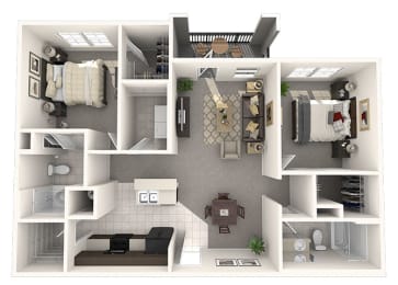 2 bed 2 bath floor plan Aat Amberleigh Bluff, Tennessee, 37922