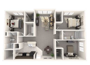 3 bed 2 bath floor plan at Amberleigh Bluff, Knoxville, TN, 37922