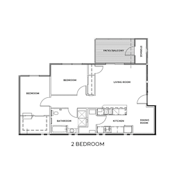 2 Bedroom Floor Plan at Gladstone Apartments, Columbus, 47201