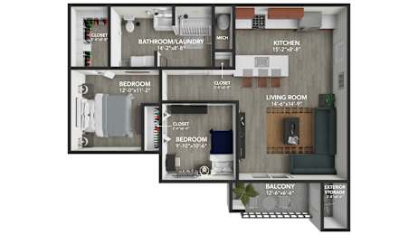 the 1121 floor plan  studio with 3 baths