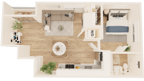  Floor Plan 1 Bedroom, 1 Bath D