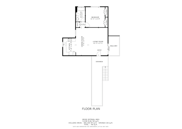 Floor Plan  A floor plan of a house with a living room, dining room, and a veranda.