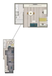 Floor Plan  a floor plan of a home with a bedroom and a living room