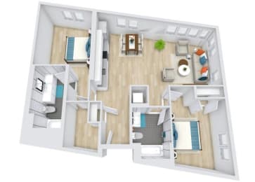 Floor Plan  a floor plan of a bedroom with a bathroom and a living room
