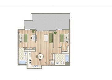 A Floor Plan at Seventh West Apartments, Santa Monica, 90401