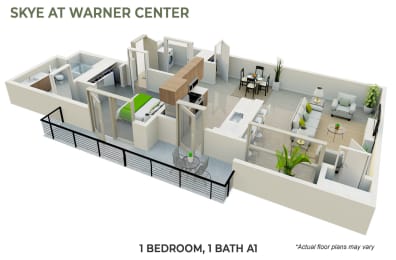 Floor Plan  1 Bedroom, 1 Bath A1