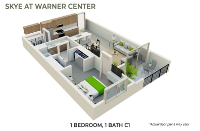 Floor Plan  1 Bedroom, 1 Bath C1