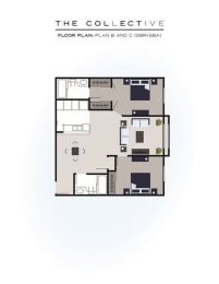  Floor Plan 2 Bedroom, 2 Bath C