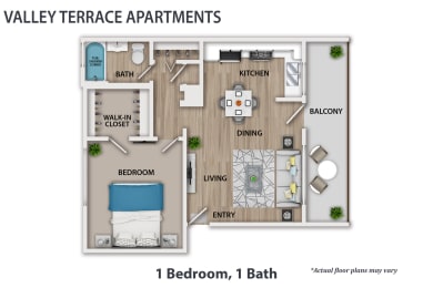  Floor Plan 1 Bedroom, 1 Bath