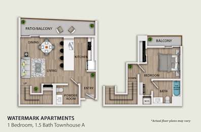 a floor plan of a small apartment with a bathroom and a bedroom