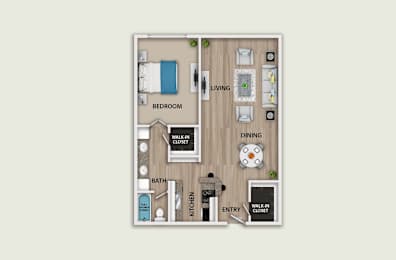 A diagram of a house layout with labeled rooms such as bedroom, bath, kitchen, dining, living, and walk-in closet.
