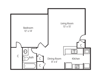 a floor plan of a living room and a dinning room