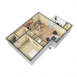  Floor Plan 1 Bedroom Apartment