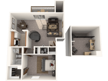  Floor Plan One Bedroom Apartment with Loft