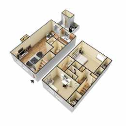  Floor Plan 2 Bedroom Townhome