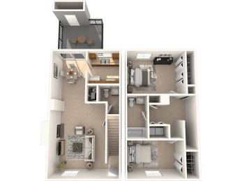  Floor Plan Two Bedroom Townhome
