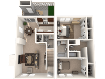  Floor Plan Two Bedroom Townhome