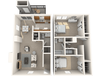  Floor Plan Two Bedroom Townhome