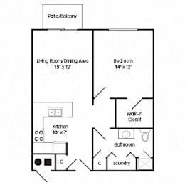  Floor Plan 1 Bedroom Apartment