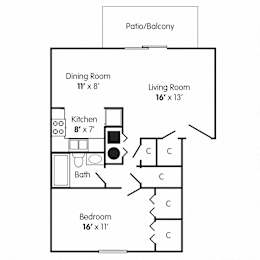  Floor Plan One Bedroom Apartment