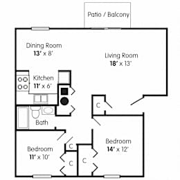  Floor Plan Two Bedroom Apartment