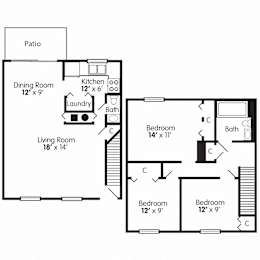  Floor Plan Three Bedroom Townhome